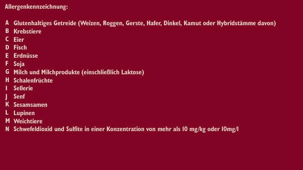 Kennzeichnung Allergene